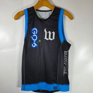 Wattie Ink Kids XL Triathlon Cycling Jersey Top Black Blue Honeycomb Go6 hlf Zip